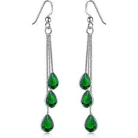 Materia Paar Ohrhänger Damen Tropfen Ohrhänger Zirkonia Grün SO-277, 925 Sterling Silber