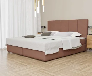 Boxspringbett Schlafzimmerbett ELICIO 160x200cm Stoff Apricot inkl. Bettkasten