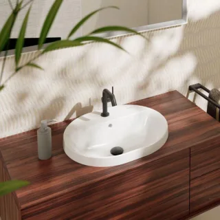 hansgrohe Xuniva Einbauwaschtisch 60161450 550x450mm, mit Hahnloch, mit Überlauf, weiß