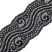 maDDma Stoff 1m extravagante elastische Spitze, 65mm breit, schwarz