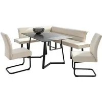 OTTO home Eckbankgruppe Tisch, Bank und 2 Stühle, Taschenfederkern, (Set, 4-tlg), Tisch (140x90cm) schwarz, Bank und Stühle anthrazit oder beige