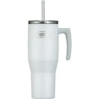 THERMOS Thermobecher REFRESHING SERIES ISOLIERTRINKBECHER mit Strohhalm, 1-tlg., Edelstahl, Kunststoff, Silikon, Titan, 1,10l, 6h heiß & 6h kalt, mit Griff