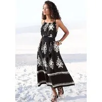 LASCANA Midikleid aus gewebter Viskose mit Ethnodruck lockeres Sommerkleid, Strandkleid, Druckkleid, Spaghettikleid