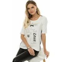 Passioni Print-Shirt in Weiß mit Sternen sowie Streifenabschlussdetails