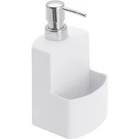 WENKO Spülmittelspender Modell Festival, aus Keramik, Soft-Touch Beschichtung, mit Spülschwamm-Fach, 380 ml