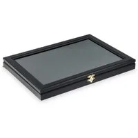 Safe-Album Vitrine Pin-Vitrine Holz mit transparentem Deckel I SAFE