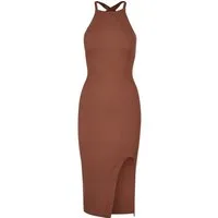 URBAN CLASSICS A-Linien-Kleid Urban Classics Damen Ladies Midi Rib Knit Crossed Back Dress (1-tlg)