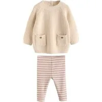 Next Langarmshirt & Leggings Gestricktes Baby-Set mit Pullover und Leggings (2-tlg)