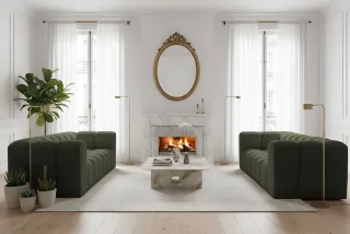 Sofaset Designersofa SOLVIE 3-3 in Stoff Tiffani Grün