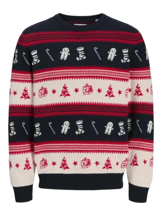 JACK&JONES - JJXMAS NOEL KNIT CREW NECK true red - Gr. - S