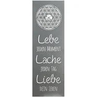 GILDE Dekoobjekt Wandrelief Lebensblume Grau Metall Spruch Deko rechteckig