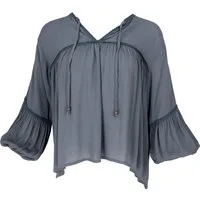 Guru-Shop Longbluse Luftige Boho Bluse, Maxibluse mit Spitze -..