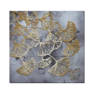 Perlen-Stickbild "Ginkgo Gold", 32 x 31 cm