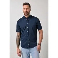 JP1880 Kurzarmhemd Jersey-Hemd Halbarm verdeckter Buttondown-Kragen