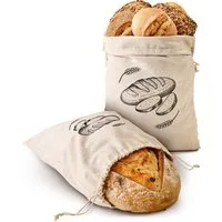 Praknu Brottasche 2x Leinen Brotbeutel 30x40cm – Großer Brotsack aus Dickem Stoff, Leinen, (2er Set, 2 x Brotbeutel Leinen 30x40cm), Extra Dicker Stoff & Wiederverwendbar – Brottaschen für Gebäck