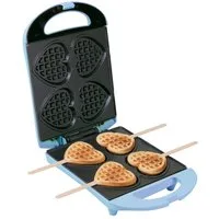 bestron Waffeleisen DSW271, 780 W, Herzwaffeln am Stiel – 780 W, inkl. Stäbchen