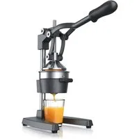Arendo Obstpresse Edelstahl Handentsafter, mechanischer Entsafter, Orangenpresse, Edelstahl, Saftpresse, für Orangen Pampelmusen Zitrusfrüchte, massive Bauweise