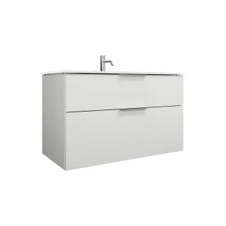 Burgbad Glas Waschtisch-Set Eqio Weiß Hochglanz/Weiß, SEYX102F2009A0070 SEYX102F2009A0070