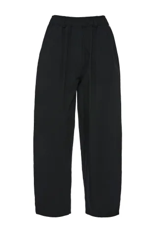 bsb - Weit geschnittene Stoffhose mit hohem elastischem Bund schwarz - Gr. - XS