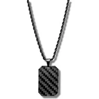 CRBNCNCPT Kette mit Anhänger Carbon Dog Tag Anhänger mit schwarzer Edelstahl Kette Herren Halskette