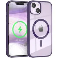 EAZY CASE Handyhülle Transparente Hülle mit MagSafe für iPhone 14 6,1 Zoll, Hülle mit Kameraschutz, Smart Case kompatibel mit Magsafe, Violett