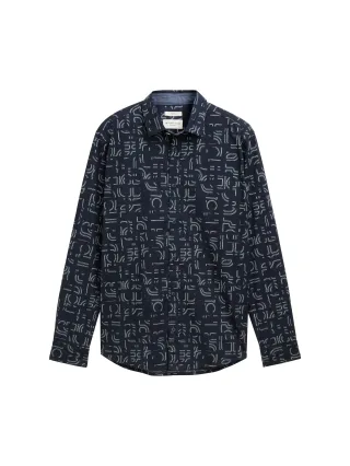 Tom Tailor - Slim Fit Hemd mit Stretch navy irregular design - Gr. - XXXL