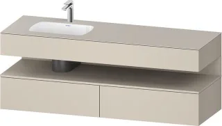 Duravit Qatego Einbauwaschtisch mit Konsolenwaschtischunterbau Taupe Supermatt 1600x500x600 mm - QA4 QA4795083830000