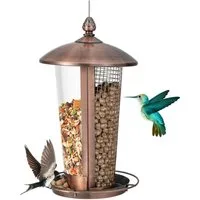 KOMFOTTEU Vogelhaus Vogelfutterhaus, mit 2 Röhren & Abflusslöchern