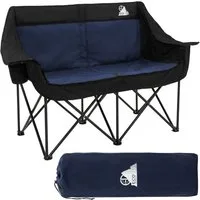 ECD Germany Campingstuhl Campingsofa faltbar für 2 Personen 2-Sitzer mit Tasche/Getränkehaltern, Doppel Klappstuhl mit Stahlgestell, Campingbank Faltsofa gepolstert