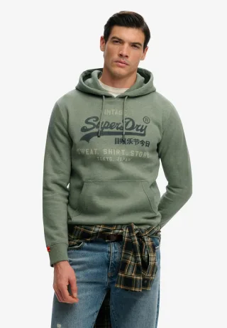 Superdry - Lässiges Vintage Logo Heritage Hoodie thymiangrün meliert - Gr. - L
