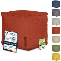 Green Bean Pouf Cube Linen (Indoor Sitzhocker Sitzkissen Fußhocker Relax-Sessel, Made in Germany), die ideale Ergänzung zum Sitzsack