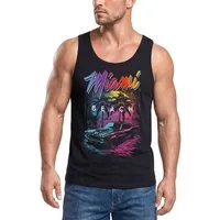 Neverless Tanktop Herren Tank-Top Miami Beach USA Oldtimer Car Palmen Print Fashion mit Print