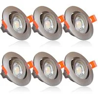 Maxkomfort LED Einbaustrahler 6er Set LED Einbaustrahler schwenkbar ultraflach Ø85mm, LED wechselbar, Warmweiß/Kaltweiß/Neutralweiß, 3 Lichtfarben - 3000K/4000K/6500K - Deckenspots/Einauspots IP20 silber