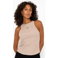 SASSYCLASSY Tanktop Tank Top mit Sassyclassy Stickerei Geripptes Top mit Stickerei und Rundhalsausschnitt
