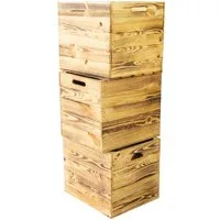 Kistenkolli Altes Land Allzweckkiste 3er set Holzkiste geflammt passend für Kallax und Expeditregale (Spar-Set, 3er Set)