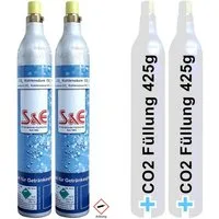 BlueCraft CO₂-Zylinder CO2-Kartusche Soda 425g für bis zu 120 Liter Sprudel Wasser, 2 St., abgefüllt in Deutschland - geeignet für SodaStream Wassersprudler