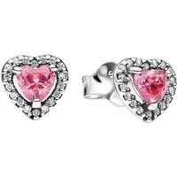 Pandora Paar Ohrstecker 298427C02, Pandora Timeless, Herz, Zirkonia, Rosa, Liebe
