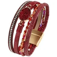 KARMA Lederarmband Damenarmband Wickelarmband Damen Magnetverschluss (Geschenk für Sie, Accessoires), Damenarmband Armschmuck Armbandset