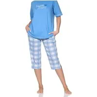 Normann Pyjama Normann Damen Pyjama mit karierter Capri Hose - auch in Übergröße