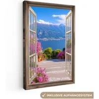 OneMillionCanvasses® Leinwandbild Durchblick - Berg - Landschaft - Ausblicke - See, Fotodruck (1 St), Leinwand Canvas Wandbild, Wanddekoration 20x30 cm