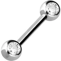 PIERCINGLINE Brustwarzenpiercing Chirurgenstahl Barbell SEITLICHE KRISTALLE (Barbells, 1-tlg)
