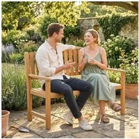 Outsunny Gartenbank mit Lamelldesign, Armlehnen (Balkonbank, 1-St., Holzbank), für Garten Balkon Terrasse 112 x 64 x 92 cm Naturholz