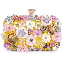 Zaewry Abendtasche Damen-Clutch mit Blumenmuster, Abendhandtasche, Schultertasche, mit Kettenriemen