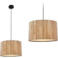 Briloner Leuchten LED Pendelleuchte Hängelampe Natur Stroh Bast 1-&3-flammig 485X, ohne Leuchtmittel, Abhängig vom Leuchtmittel, Hängelampe Natur max. 10W Esszimmer Wohnzimmer Küche