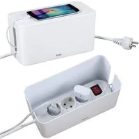 Hama Kabelbox Design Kabelbox Mini Weiß Kabelmanager Ladebox, (1x Kabelbox, Aufbewahrung), Kabel-Organizer Strom Ladestation für Zuhause TV PC Büro Schreibtisch