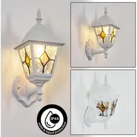 hofstein Außen-Wandleuchte Außenwandlampe aus Metall/Glas in Weiß/Klar/Orange, Wandleuchte außen im Vintage/Antik/Landhaus-Design, E27, IP44