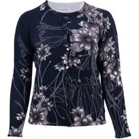 Passioni Cardigan Twinset mit blauem und grauem Blumendruck