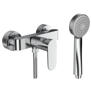 LAUFEN Brausearmatur Aufputz mit Zubehör Kunststoffschlauch 1500 mm und Handbrause MyTwin100 chrom H3315170041311