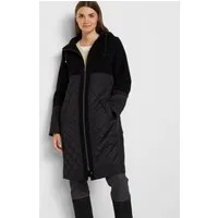 bonprix Wintermantel Materialmix, lockere Passform, mit Kapuze, Riegel-Detail am Saum
