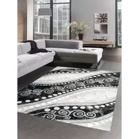 Carpetia Teppich Teppich modern Ornamente mit Glitzer Grau Schwarz Creme, rechteckig, Höhe: 12 mm